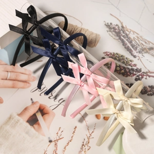 Elegant satin bow headbands for girls in black, navy, pink and beige ballet style