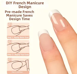 Tutoriel DIY détaillé en trois étapes pour appliquer des faux ongles French classiques