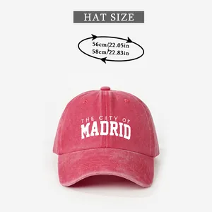 Size guide for washed peach pink baseball cap showing 56-58cm head circumference measurement