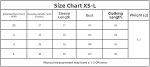 Detailed size chart for plaid off-shoulder blouse showing XS to L measurements in CM