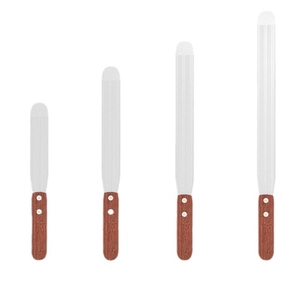Set of 4 stainless steel cake spatulas with ergonomic rosewood handles for DIY baking
