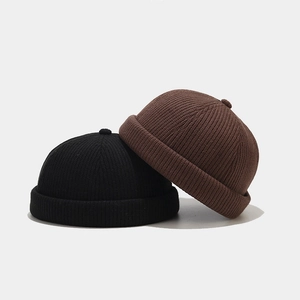 Knit Docker Hat Brimless Ribbed Retro Adjustable Cotton Sailor Cap For Men Women