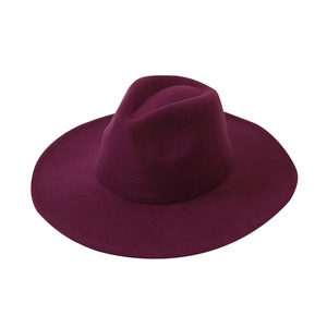 Classic burgundy wide brim felt fedora hat for men and women in retro British style
