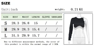 Tableau des tailles en pouces montrant le buste et la taille pour le crop top à chaîne