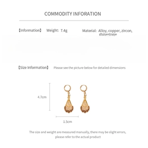 Detailed size and material info for vintage zircon teardrop earrings, 4.7cm in length