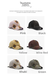 Distressed cotton baseball caps in six colors with vintage washed burnt effect detail