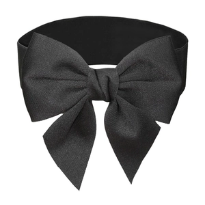 Elastic wide belt with a large black bow ornament for women's dresses and accessories