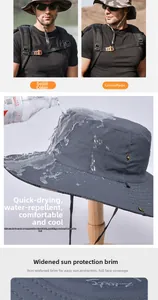 Macro detail of quick-dry water-resistant taslan fabric with 9cm wide brim on sun hat