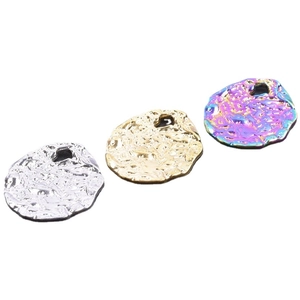 Irregular textured oval stainless steel pendants in silver, gold, and rainbow finishes