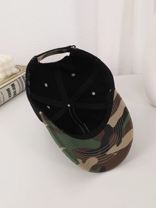 Detail view showing internal structure and camouflage stitching of the baseball cap