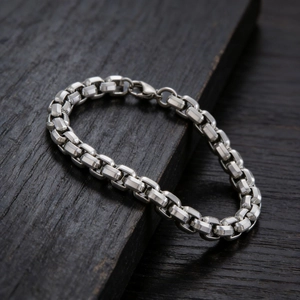 Men Stainless Steel Box Chain Necklace And Bracelet Minimalist Punk Hip Hop Polished Jewelry For Everyday Wear