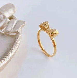 Bowknot Ring Titanium Steel Gold Plated Delicate Japanese Korean Style Minimalist Fashion Finger Accessory Women Gift