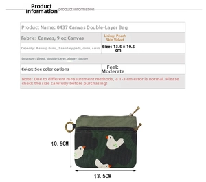 Spécifications de taille et poches doubles à fermeture éclair du porte-monnaie canard vert