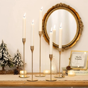 Set of 5 golden European style metal candle holders for elegant wedding table decor