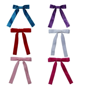 Set de pinzas de lazo doble de terciopelo en azul, púrpura, rojo, blanco, rosa y magenta