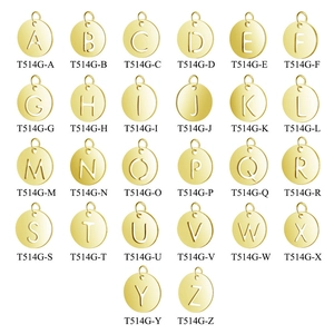 Lot de 26 breloques rondes alphabet en acier inoxydable doré de A à Z pour bijoux