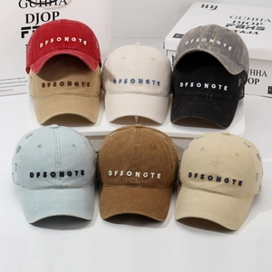 Distressed cotton baseball caps with DFSONGTE embroidery in seven vintage washed colors