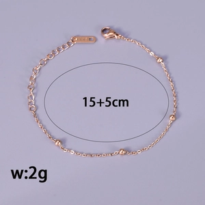 Rose gold titanium steel bead bracelet for women featuring adjustable 15+5cm K18 chain