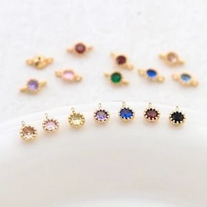 Gold-plated colorful zircon charms and connectors for DIY jewelry making sets