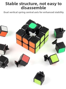 Detail showing the internal cross-axis and vertical spring adjustment system of the cube
