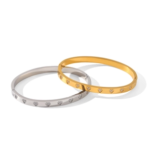 Bracelets joncs en acier inoxydable or 18k et argent avec incrustations de diamants