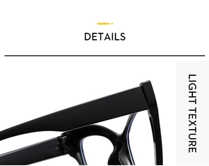Macro detail of lightweight black cat-eye glasses frame featuring a smooth matte texture