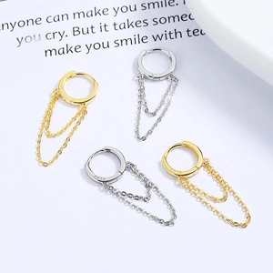 925 Sterling Silber Quastenketten-Ohrringe in Gold- und Silberfarben für Damen