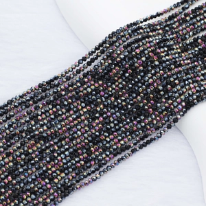 Strands of 2mm black AB electroplated faceted crystal beads for DIY jewelry making