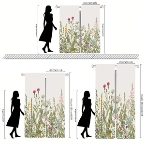 Watercolor wildflower polyester curtains showing height options from 160cm to 260cm