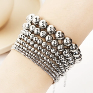 Stainless Steel Round Bead Bracelet High Polished Minimalist Ball Chain Jewelry For Men And Women