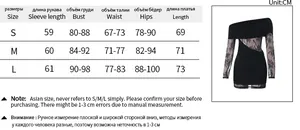 Πίνακας μεγεθών για δαντελωτό φόρεμα με έξω ώμους και μετρήσεις σε εκατοστά (cm)