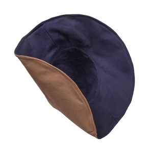 Two-tone wide brim sun hat for women in navy and tan colors for daily UV protection