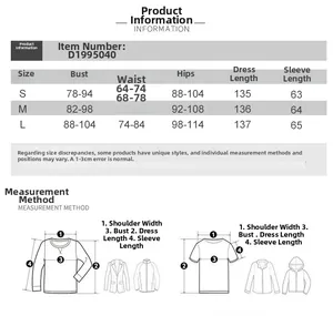 Size chart for women mesh patchwork long sleeve dress detailing bust waist and hip measurements