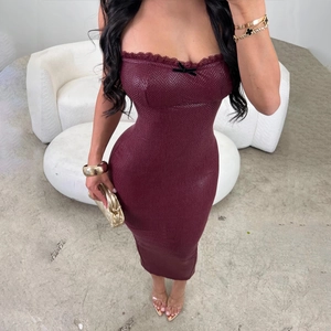 Burgundy Snakeskin Embossed PU Leather Mini Bodycon Dress With Lace Trim And Bow Detail Sexy Backless Slit Party Women