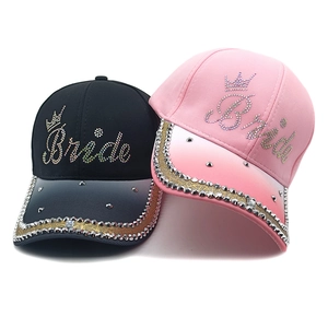 Fashionable gradient baseball caps with rhinestone crown Bride lettering for women