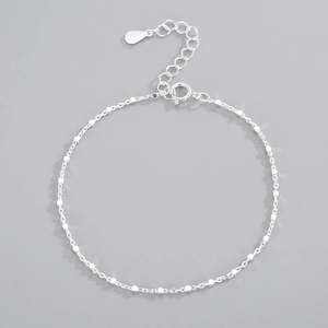 Detailed view of silver S925 sterling silver chain bracelet with small square beads