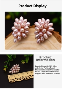 Detailed view of grape-shaped lavender pearl earrings with ruler showing 2.5cm length