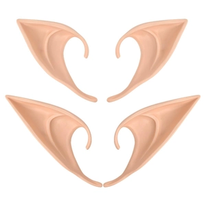 Cosplay elf ears set with long and short latex tips in natural skin tone on white background
