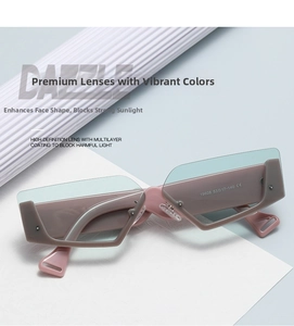 Detailed macro view of retro geometric glasses legs showing model size 19608 and CE mark