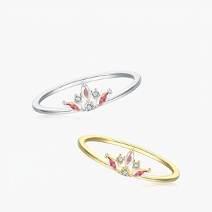 Crown Ring 925 Sterling Silver Synthetic Opal Zircon Inlaid Elegant Fashion Jewelry Women Gift