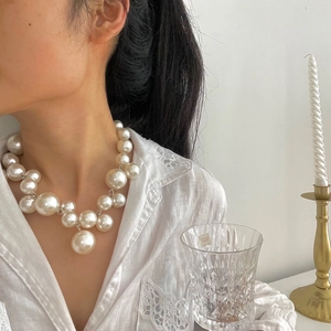 Elegant Simulated Artificial Pearl Grape Cluster Necklace Vintage Statement Multi Size Beads Jewelry For Women