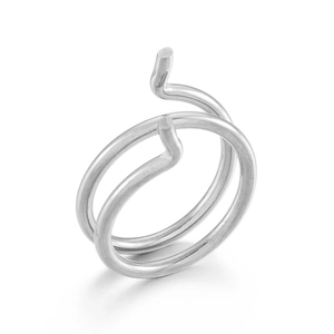 Sleek silver stainless steel ring featuring a minimalist double-layer spiral design