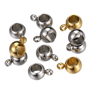 Perline in acciaio inossidabile oro e argento con foro grande e anello per gioielli DIY