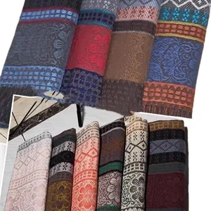 Ethnic striped cashmere-style thick scarves with floral jacquard patterns and tassels