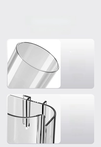Detail of thickened toothbrush cup with smooth rounded edges and transparent durable material