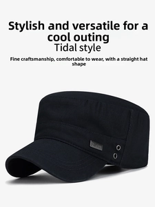 Detail of cotton cadet cap showing metal side plate and breathable metal eyelets