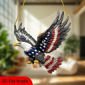 2D flat acrylic American flag eagle wall decor piece with stars and stripes hanging ornament
