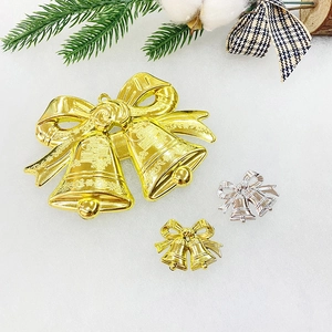 Christmas Bell Hanging Decorations Plastic Electroplated Double Bells With Bow Xmas Tree Ornaments Festive Holiday Party Decor