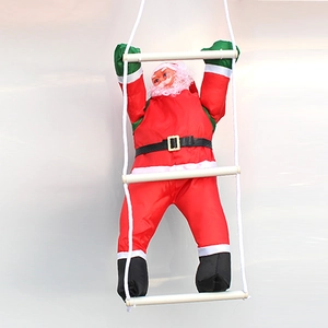 50cm Santa Claus climbing white rope ladder for indoor outdoor Christmas tree decoration
