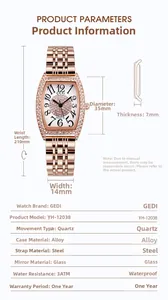 Détails de montre tonneau avec lunette sertie, boîtier or rose et bracelet acier